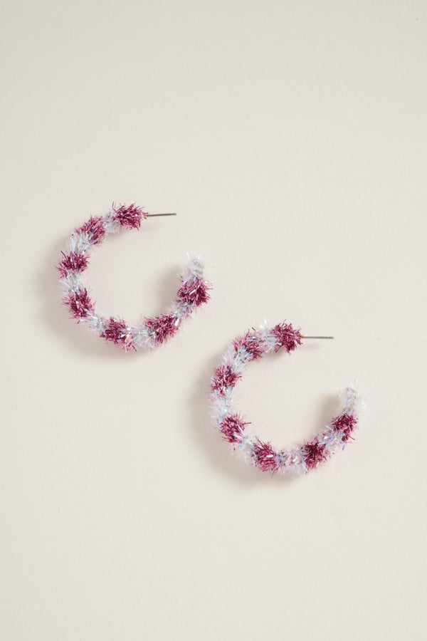 1.5 Inch Christmas Wreath Metallic Hoop Earrings