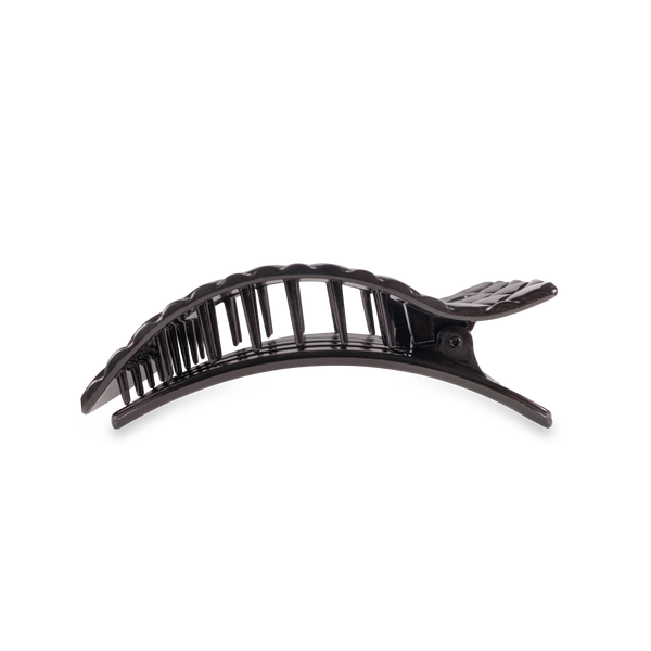 Flat Rectangle Hair Clip | Medium | Jet Black Quilted