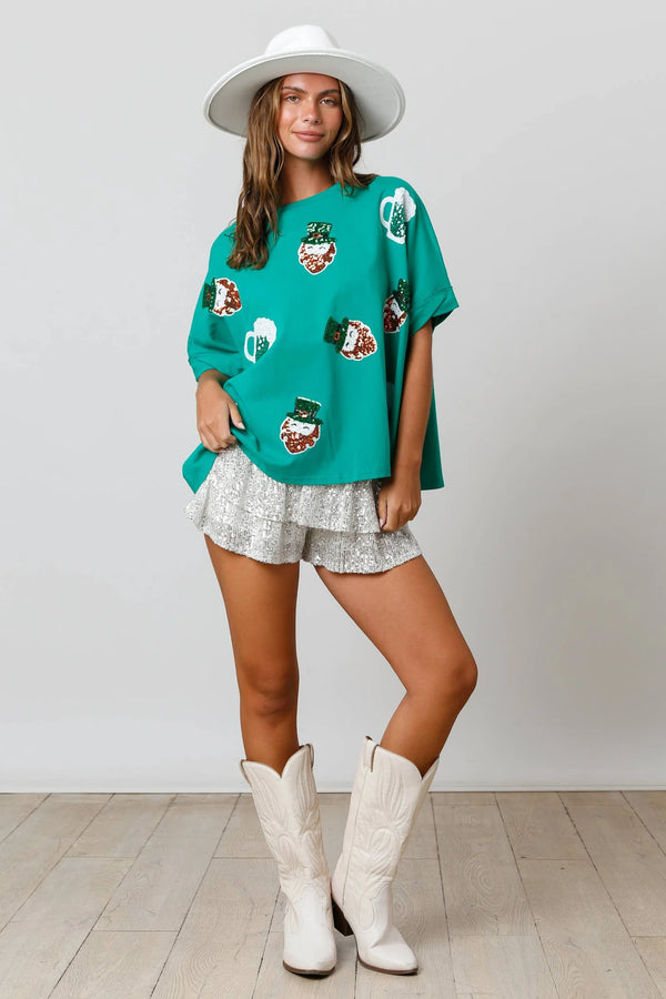 St. Patricks Sequin Leprechaun & Mug Top