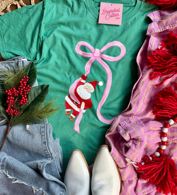 Bow Hanging Santa {Tee}