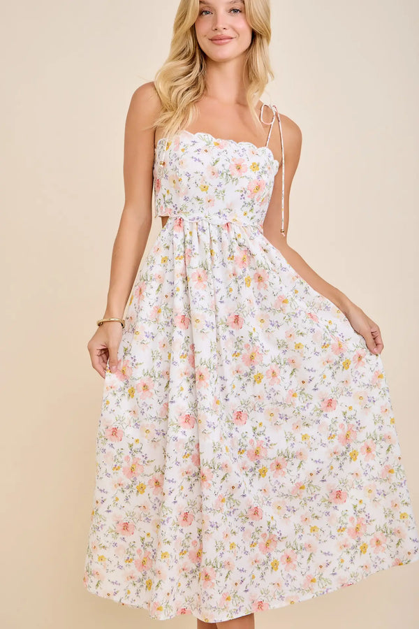 You Have Me Scallop Floral Dress