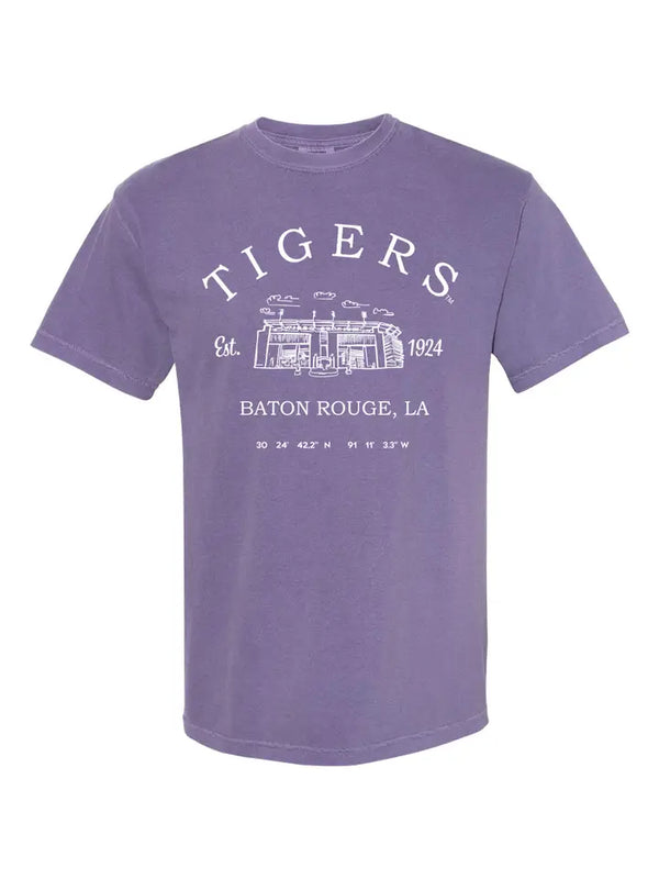 Tigers Stadium Coordinates Violet Comfort Colors Tee