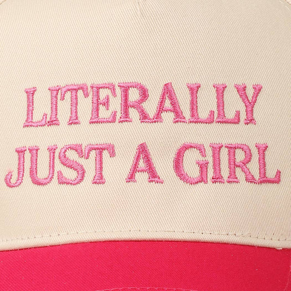 Literally Just A Girl Embroidery Two Tone Trucker Hat