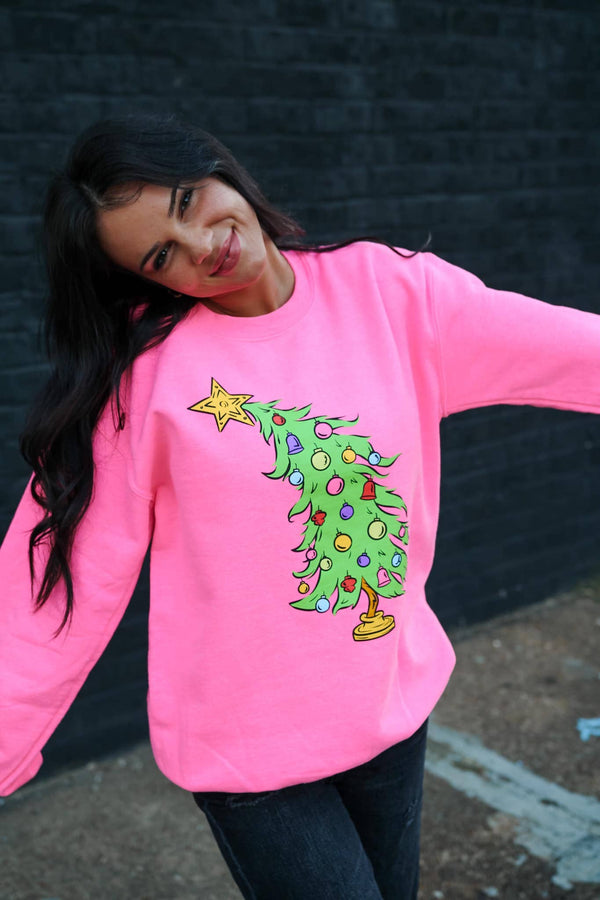 Christmas Tree | Neon Pink | Sweatshirt