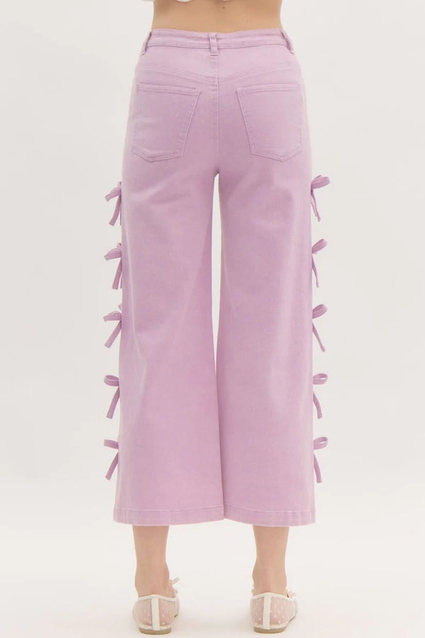 Bow Detail Denim Jeans Lavender