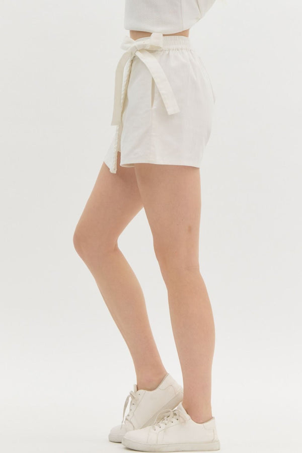 Braided Denim Skort White
