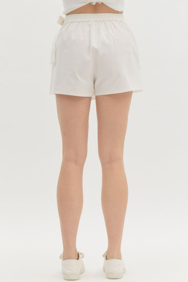 Braided Denim Skort White