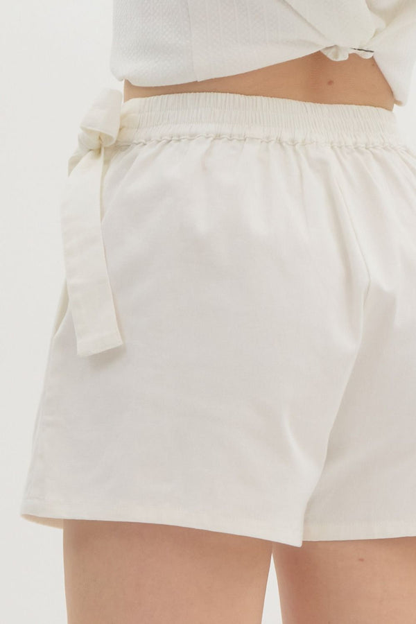 Braided Denim Skort White