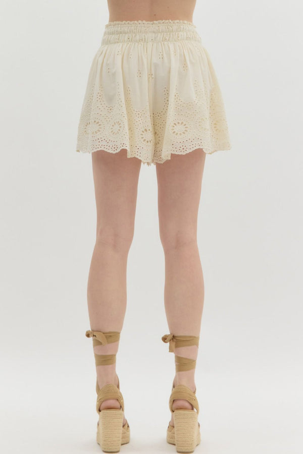 Cream Eyelet Shorts
