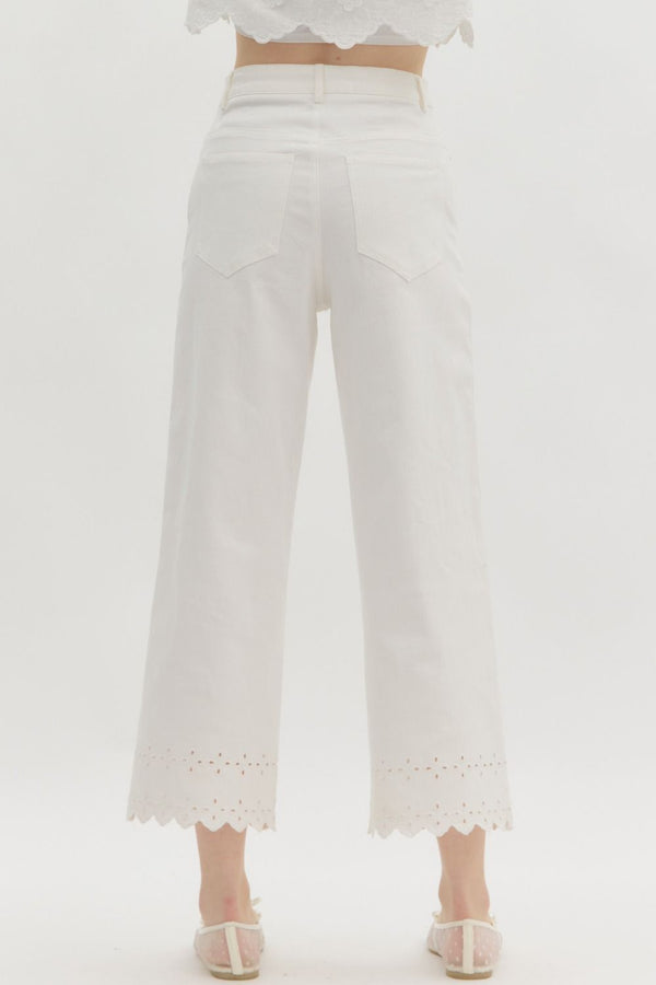 Days With You Embroidery Detail Pants - White