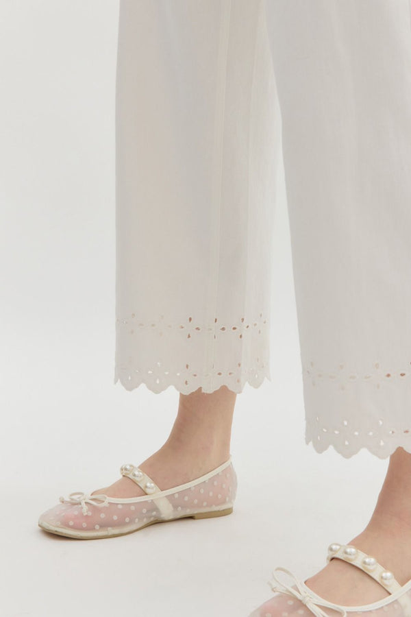 Days With You Embroidery Detail Pants - White
