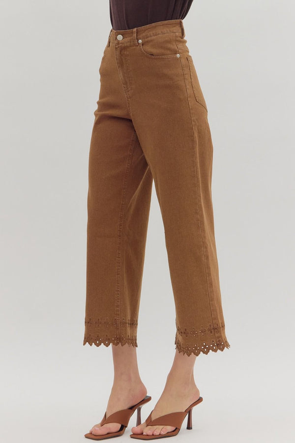 Days With You Embroidery Detail Pants - Brown
