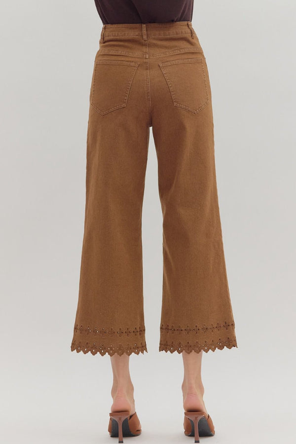 Days With You Embroidery Detail Pants - Brown