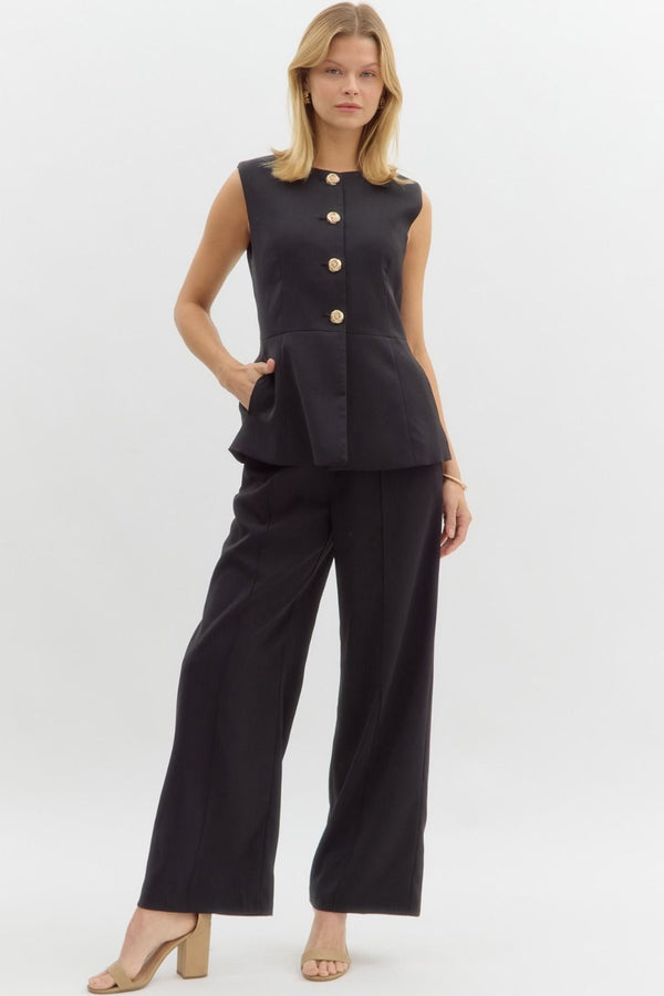 She Means Business Tailored Black Vest