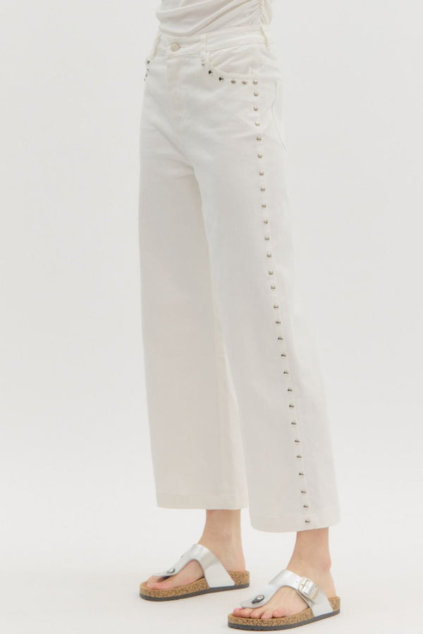 Studded White Denim