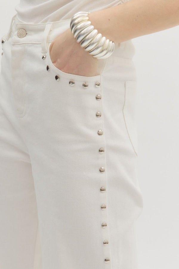 Studded White Denim