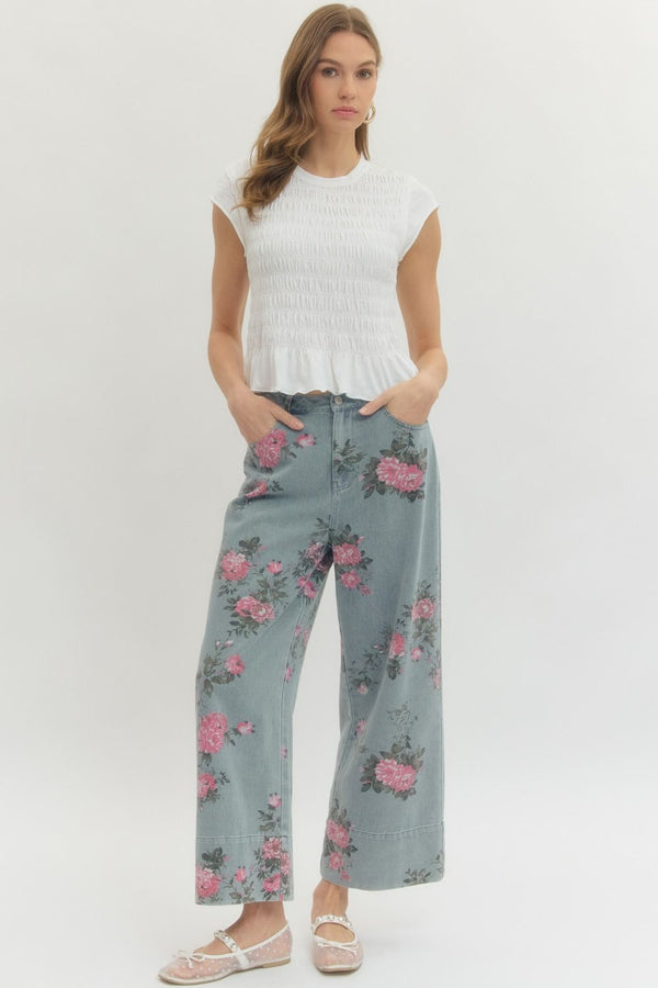 Blush Bloom Denim Pants