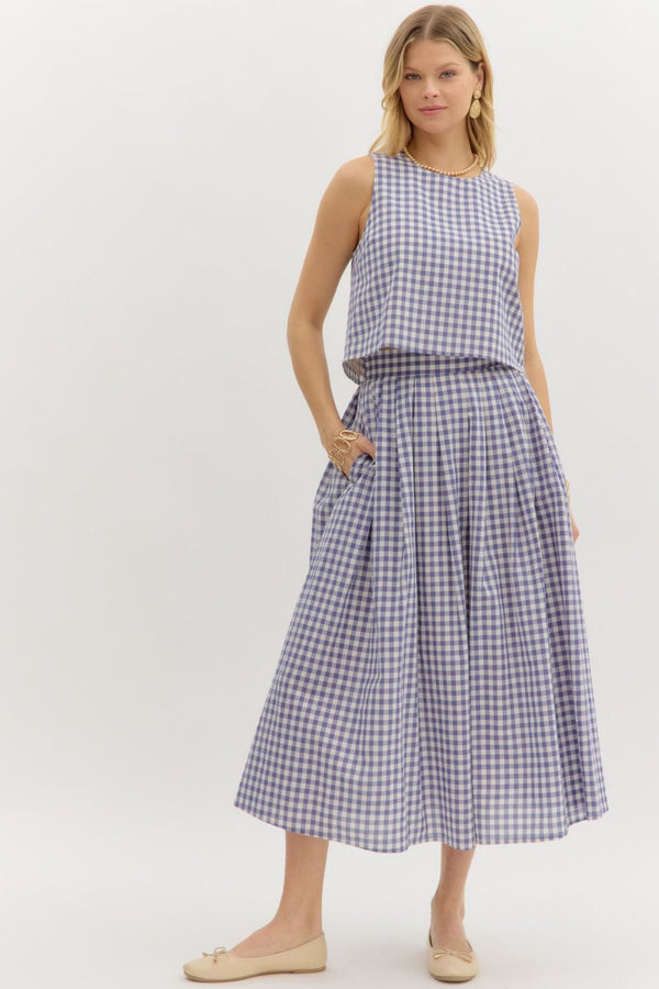 Sunday In Savannah Gingham Skirt Set