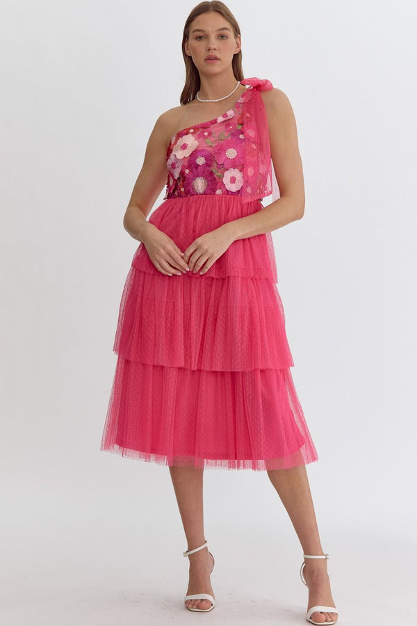 Showing Your Colors Floral Dress - Hot Pink