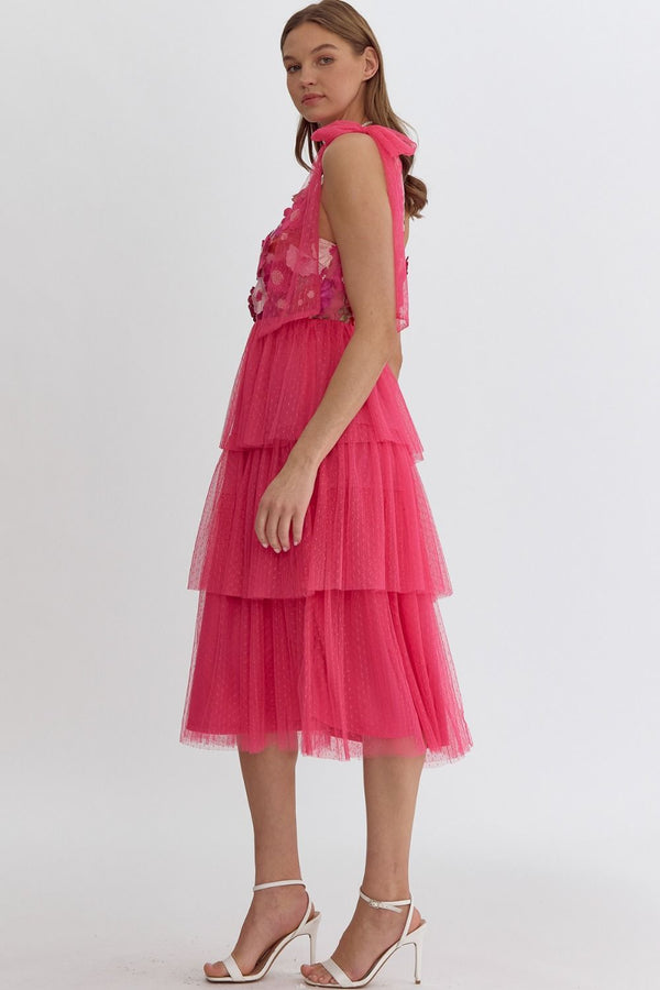 Showing Your Colors Floral Dress - Hot Pink