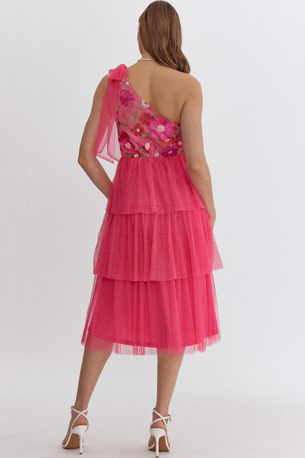 Showing Your Colors Floral Dress - Hot Pink