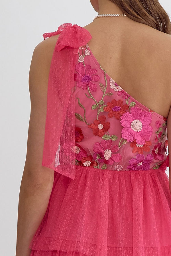 Showing Your Colors Floral Dress - Hot Pink