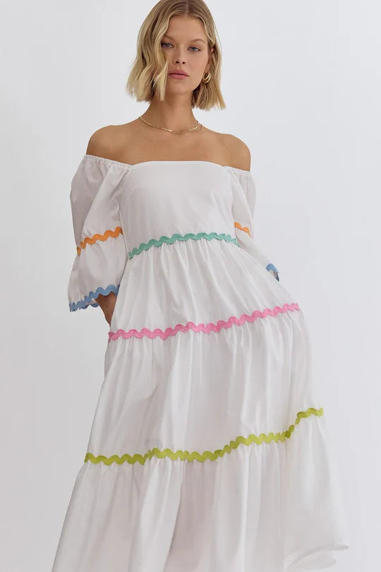 Pops of Color Rick Rack Trim Dress