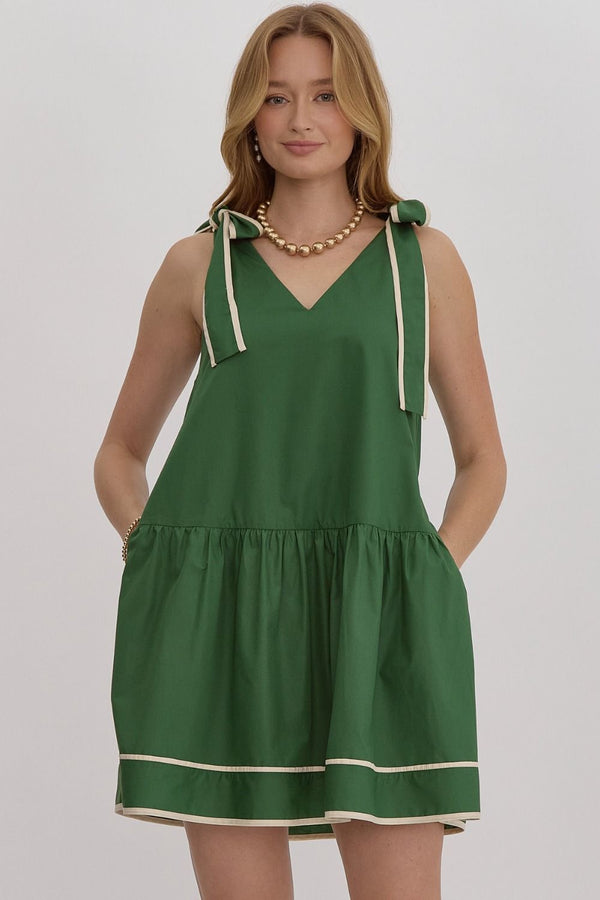 Sweet & Simple V Neck Green Dress | FINAL SALE