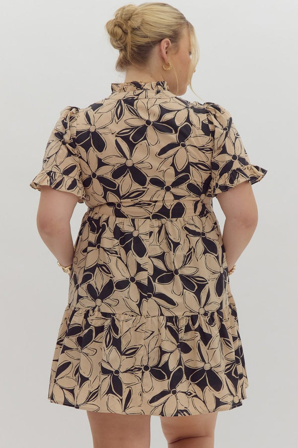 Meadows of Love Flower Dress Taupe | Plus Size |