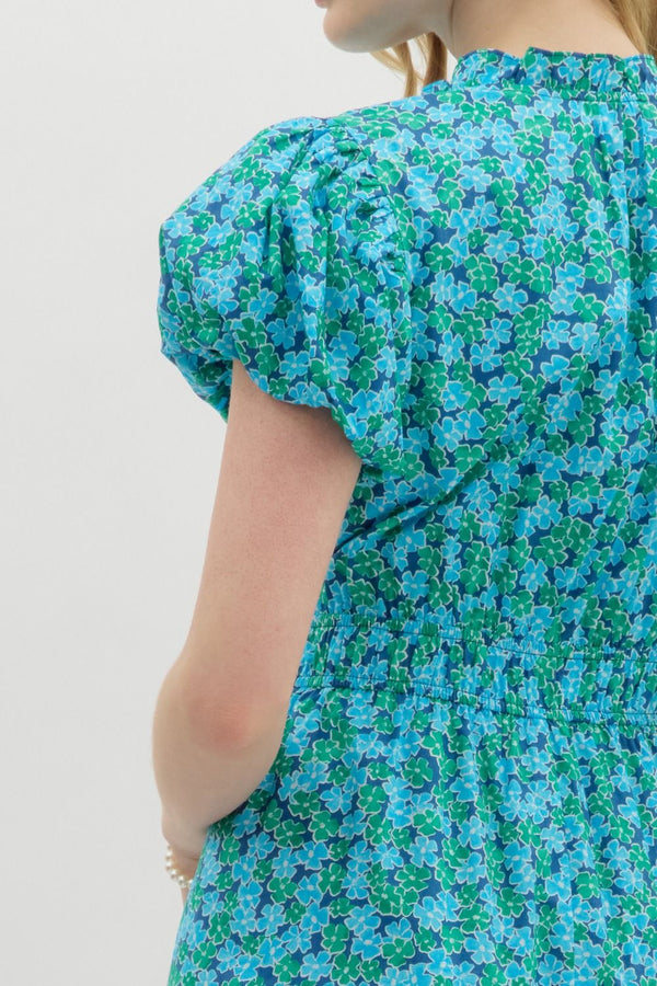 Meadow Mist Blue Green Floral Maxi Dress