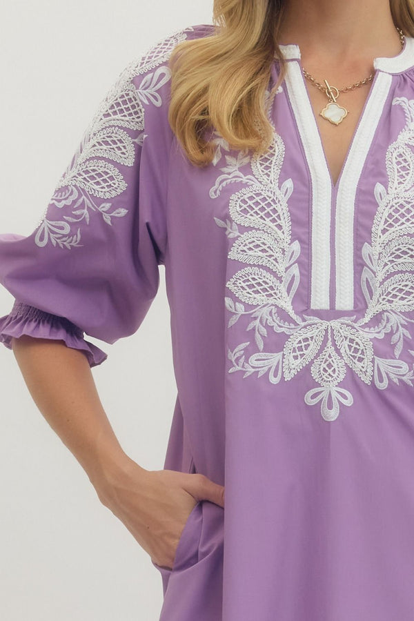 The Lavender Luxe Embroidered Midi