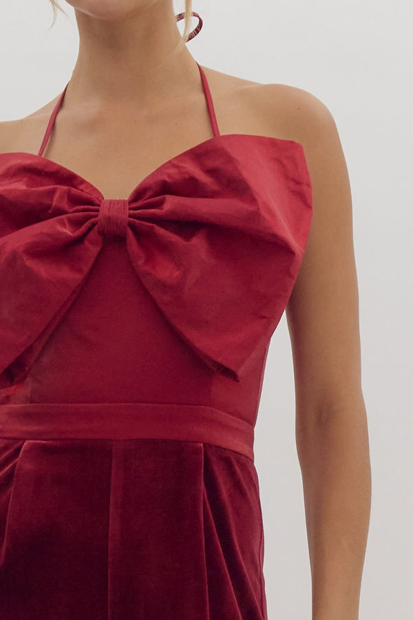 Velvet Bow Jumpsuit