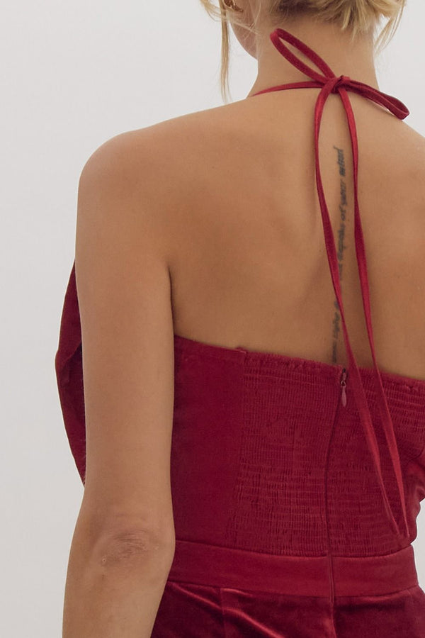 Velvet Bow Jumpsuit