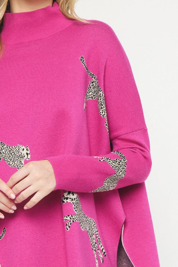 Cheetah Mock Neck Sweater - Various Colors and Plus!