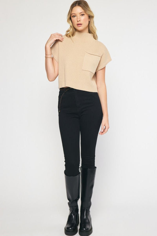 Fall In Love Cropped Sweater Top - Bone