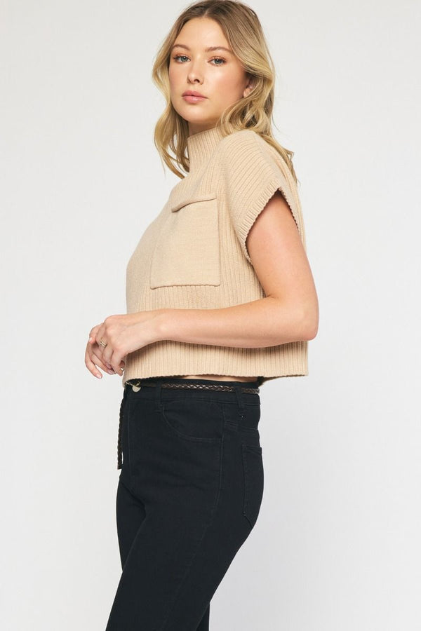 Fall In Love Cropped Sweater Top - Bone
