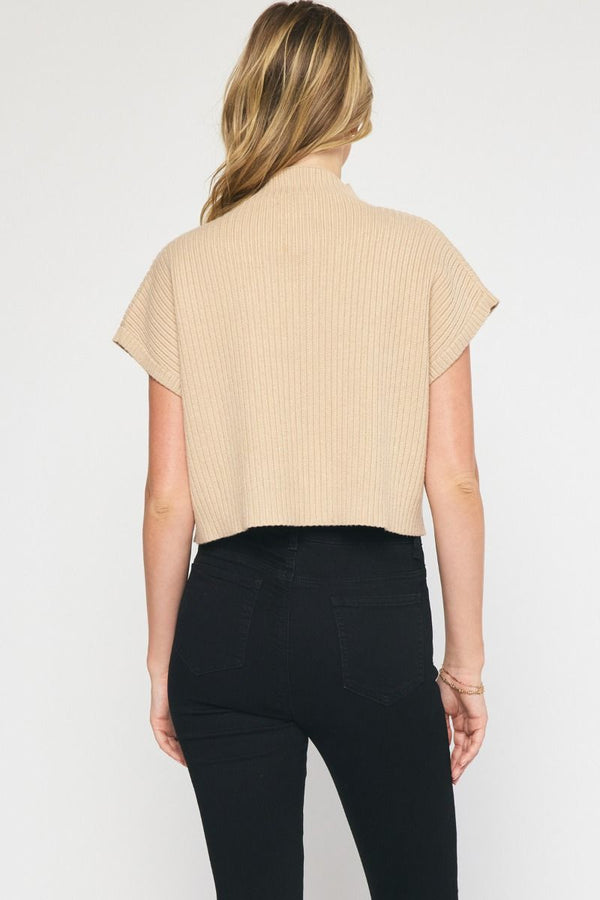 Fall In Love Cropped Sweater Top - Bone