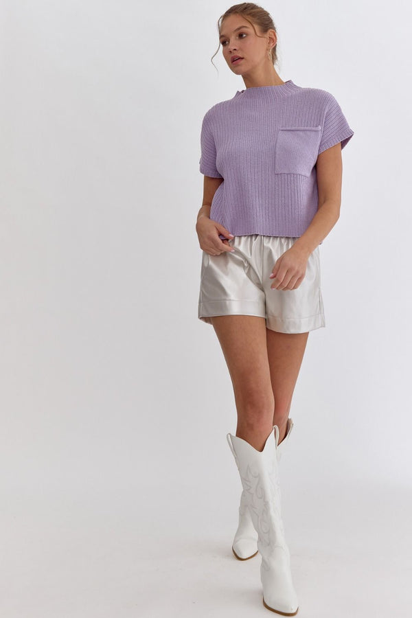 Fall In Love Cropped Sweater Top - Lavender