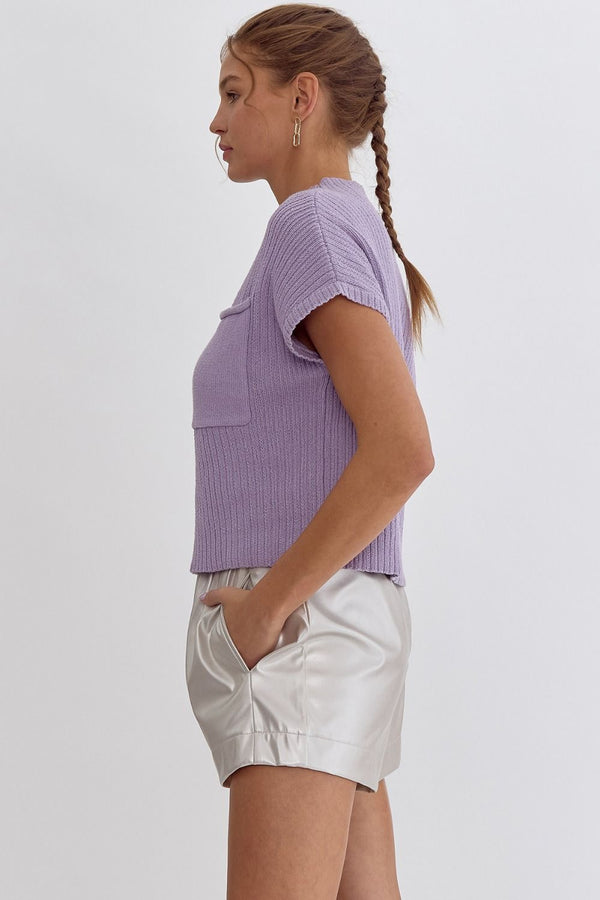 Fall In Love Cropped Sweater Top - Lavender