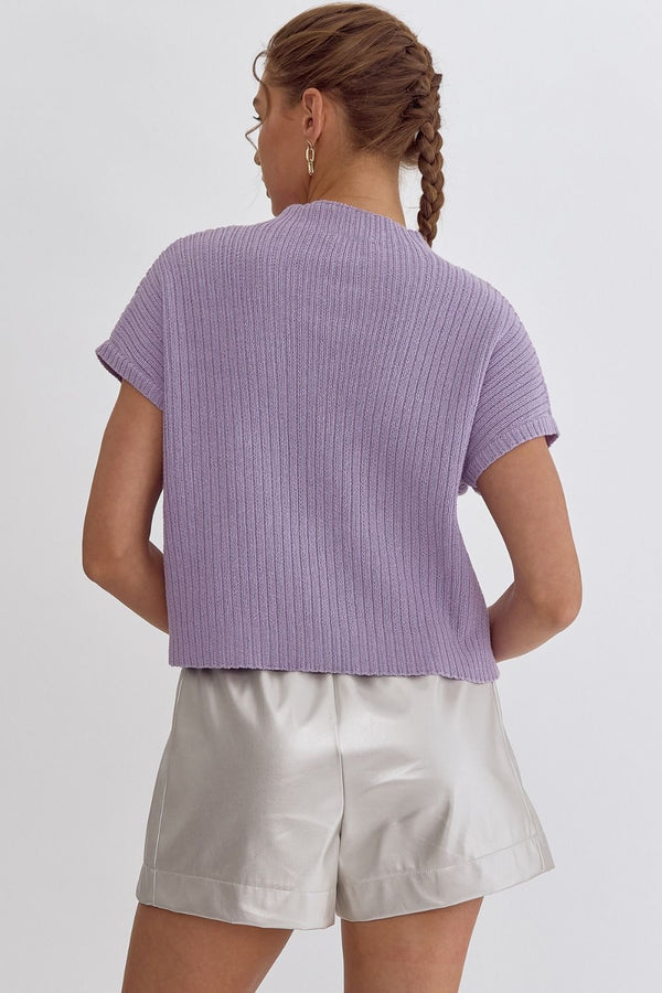 Fall In Love Cropped Sweater Top - Lavender