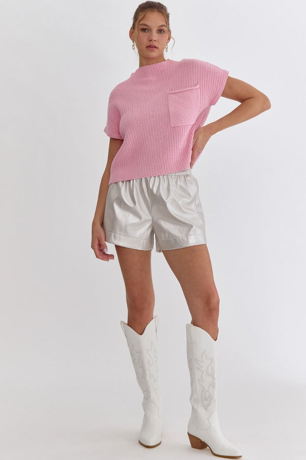 Fall In Love Cropped Sweater Top - Pink