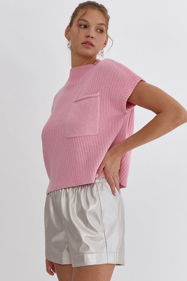 Fall In Love Cropped Sweater Top - Pink