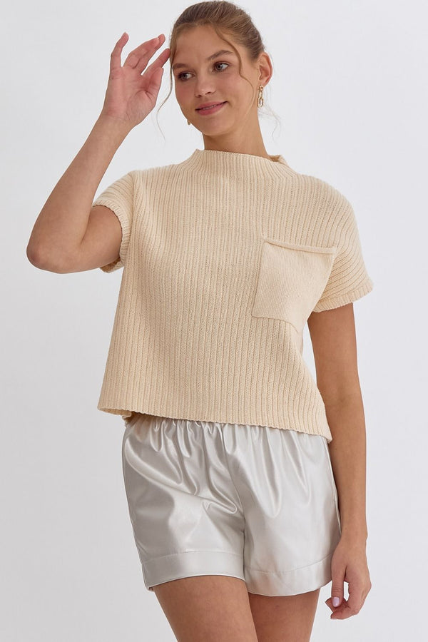 Fall In Love Cropped Sweater Top - Cream