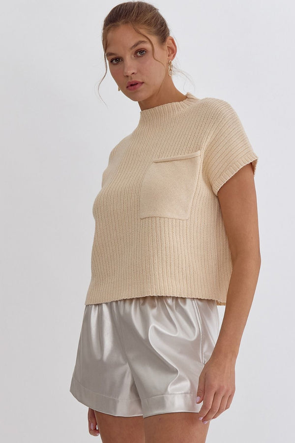 Fall In Love Cropped Sweater Top - Natural
