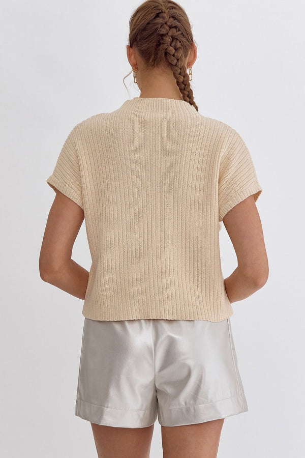 Fall In Love Cropped Sweater Top - Cream