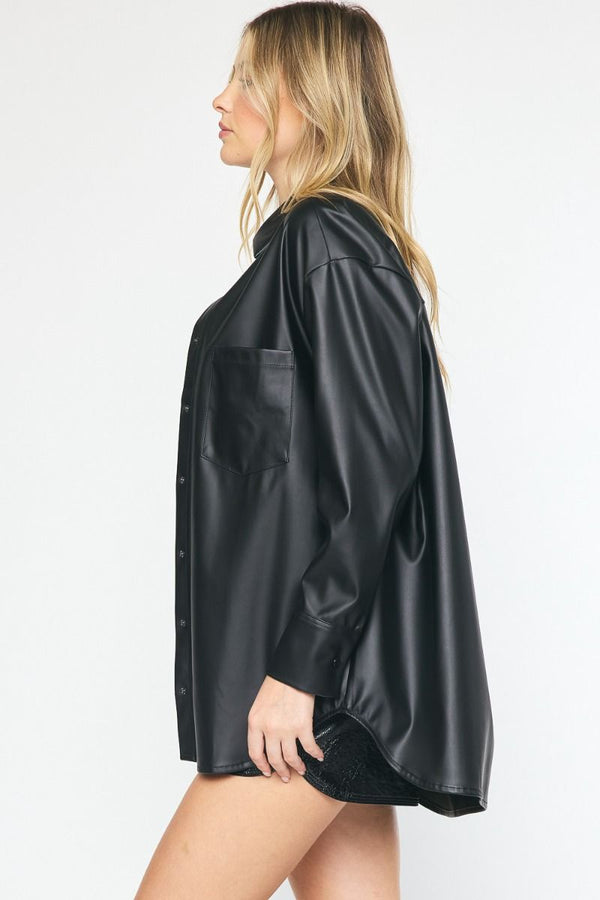 Serving It Up Metallic Button Up - Regular and Plus!