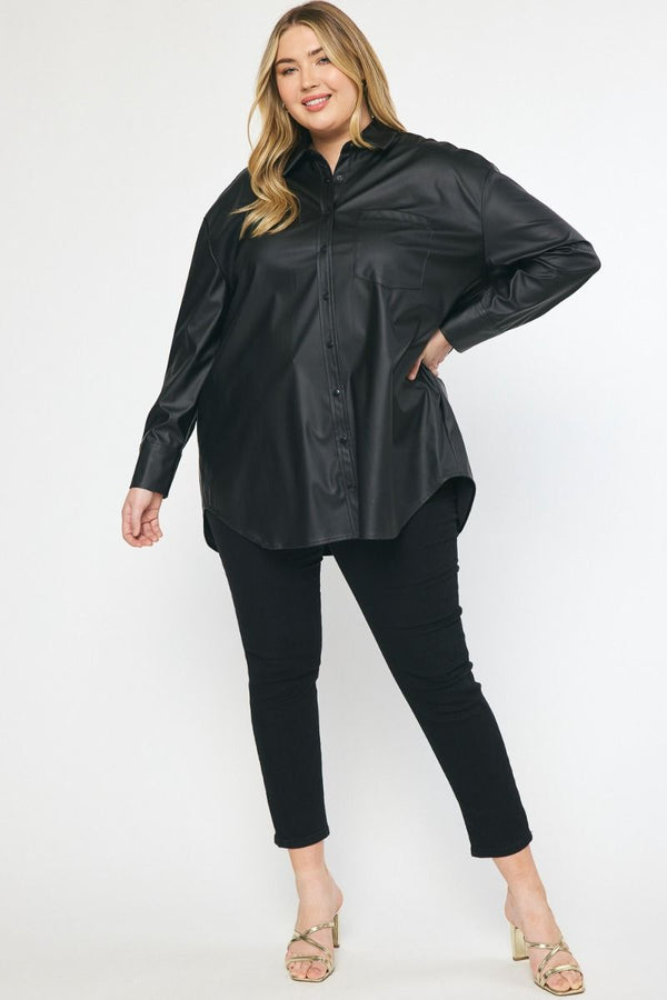 Serving It Up Metallic Button Up - Regular and Plus!