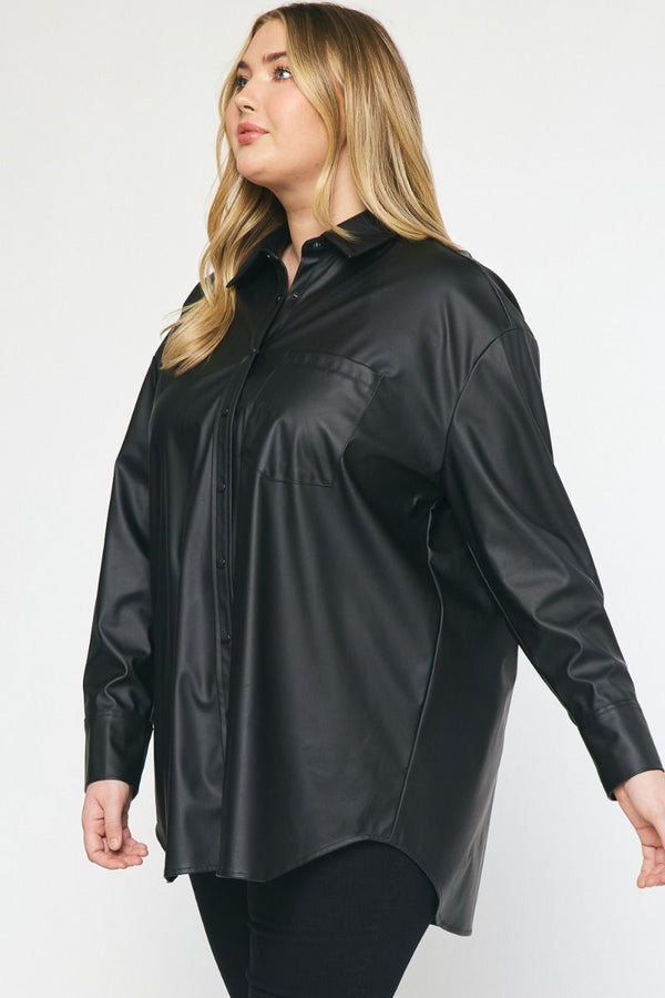 Serving It Up Metallic Button Up - Regular and Plus!