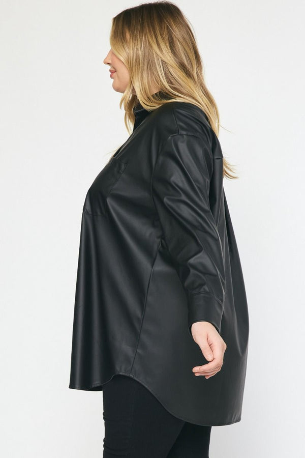 Serving It Up Metallic Button Up - Regular and Plus!