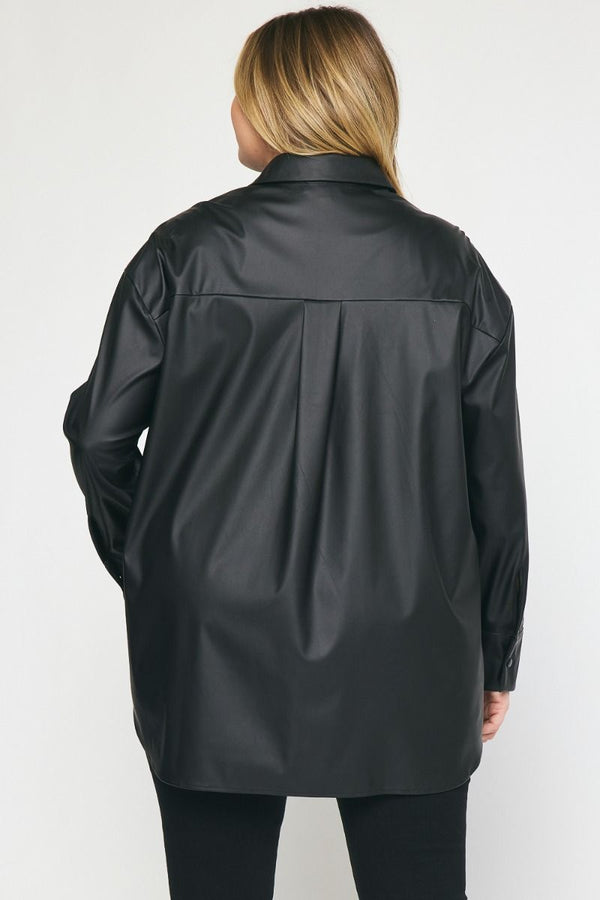 Serving It Up Metallic Button Up - Regular and Plus!